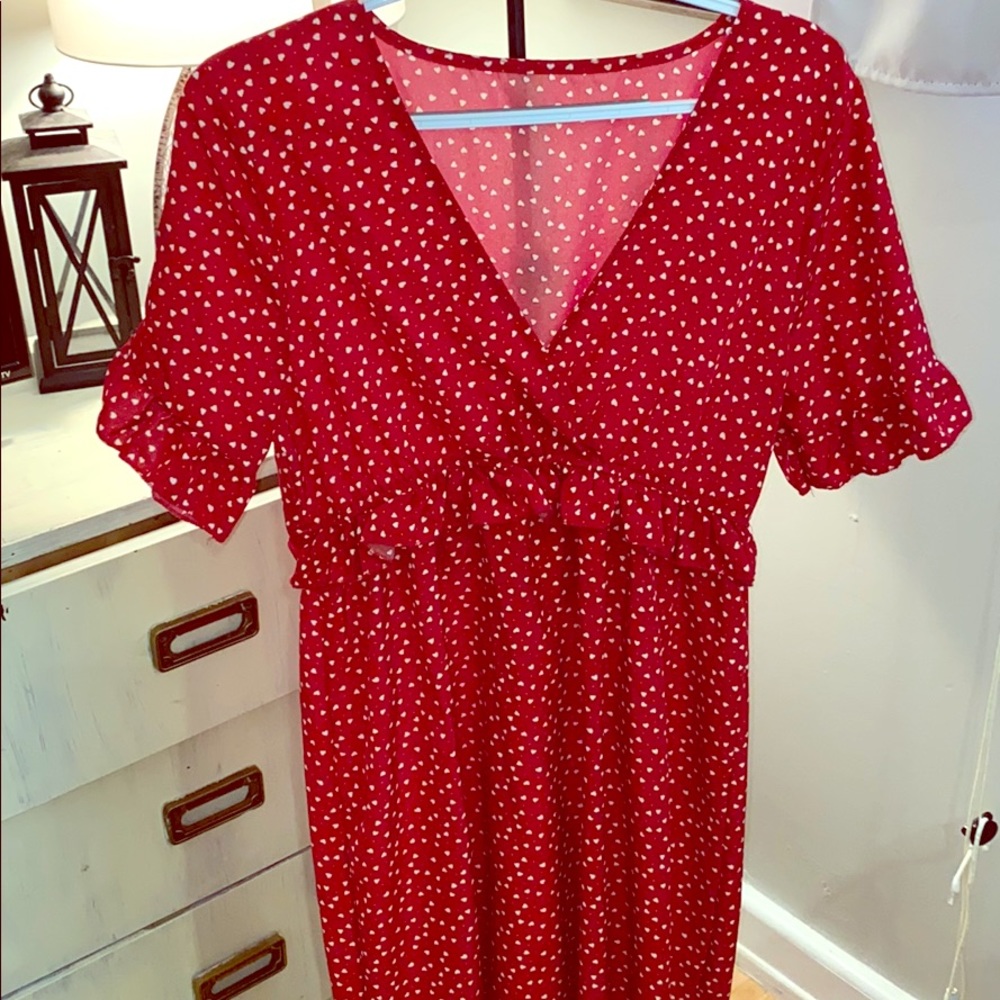 Red and white dress